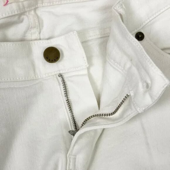 Hatch Straight Leg Raw Hem Cropped Maternity Jeans White - Picture 3 of 7